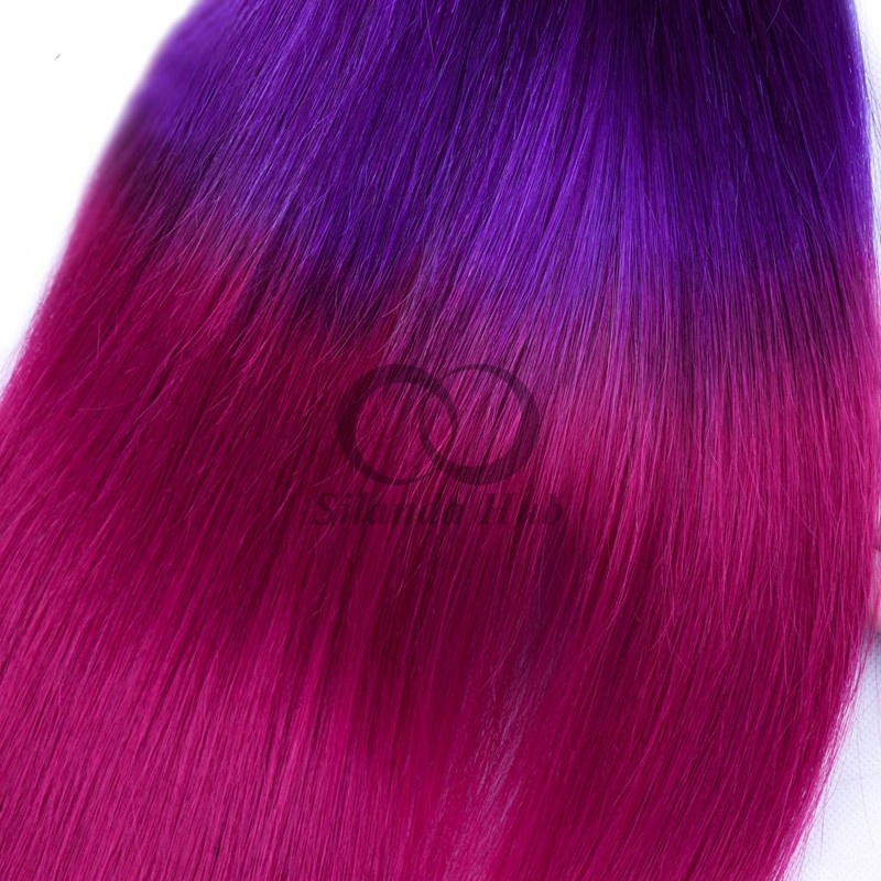 #T1B/Purple/Rose Red Straight Remy Human Hair Bundles Sew In Weave Bundles Brazilian Bundle Deals