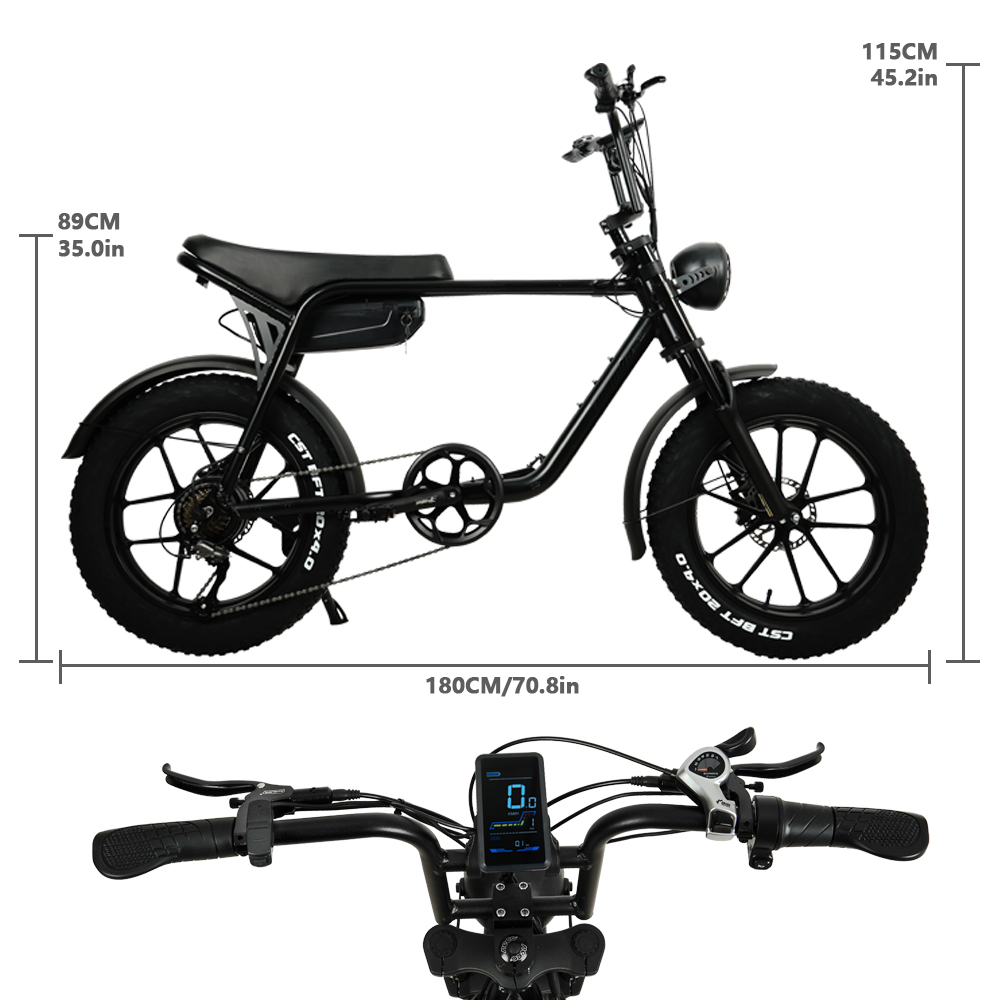 48V 15AH 750W Super 7 3 Fat Wheel Electric Bike With 10 Beams Integrated Wheel