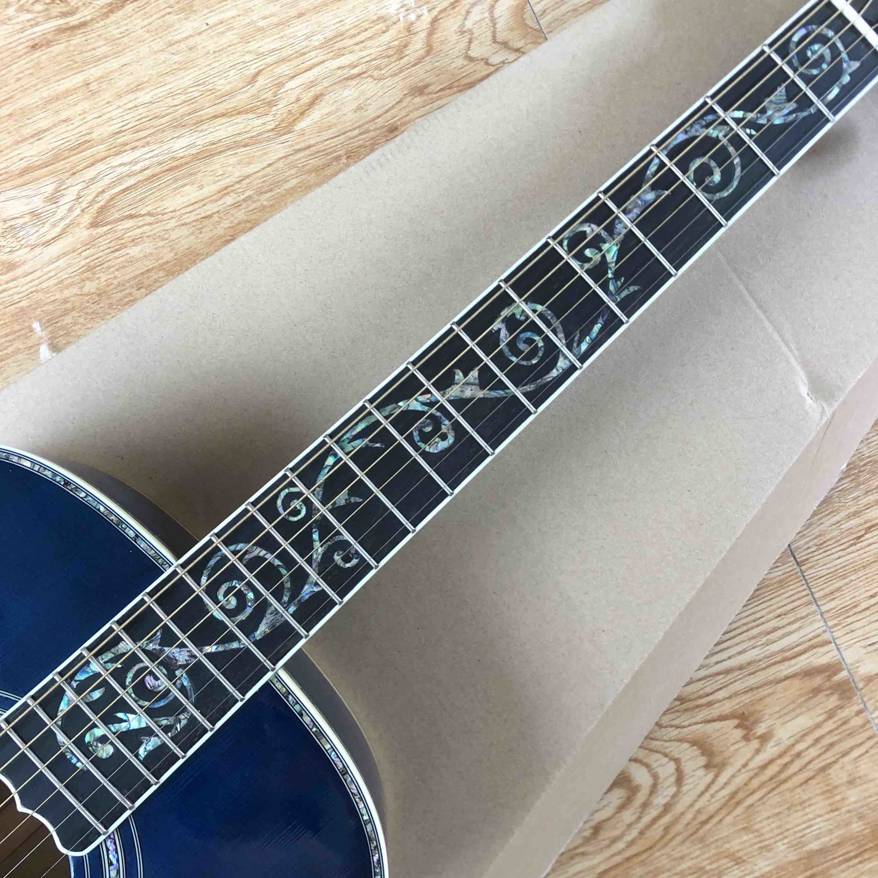 Solid sprue top flamed maple back side all full abalone binding ebony fingerboard acoustic electric guitar