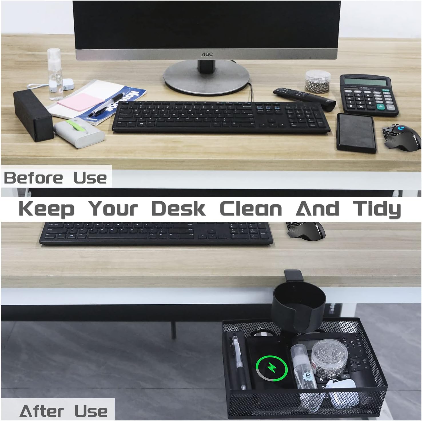 Streamline Your Workspace with Wall Mounted Rotating Under Desk Drawer and Cup Holder
