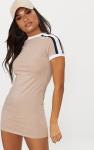 Women Decent Stone Triple Stripe Shoulder T Shirt Dress With Slim Body