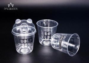 Quality High Clarity Pet Plastic Cups With Special Cat Shaped Clear Lids wholesale