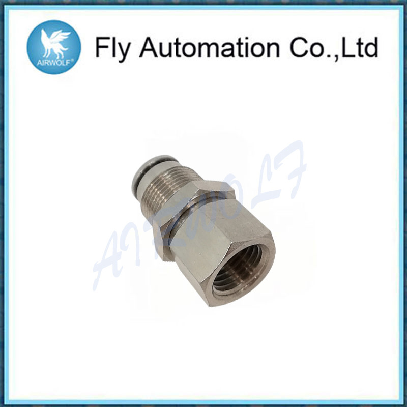 M6 * 9 Silvery Brass Tube Fittings , Internal Thread Through Connector G1 / 8