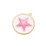DIY Pentagram Gold Plated Round Pendant Enamel Coin Shape OEM