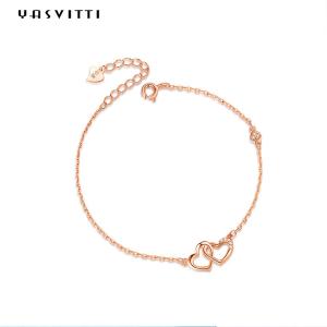 Quality ODM 7.8in 304 SS Slider Bracelets Silver 18k Rose Gold Open Heart Bracelet wholesale