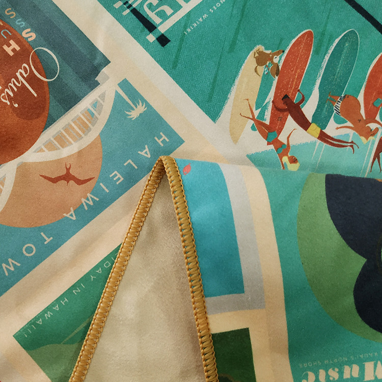 Travel Microfiber Suede Sublimation Beach Towels Beach Themed Bath Towels With Pocket