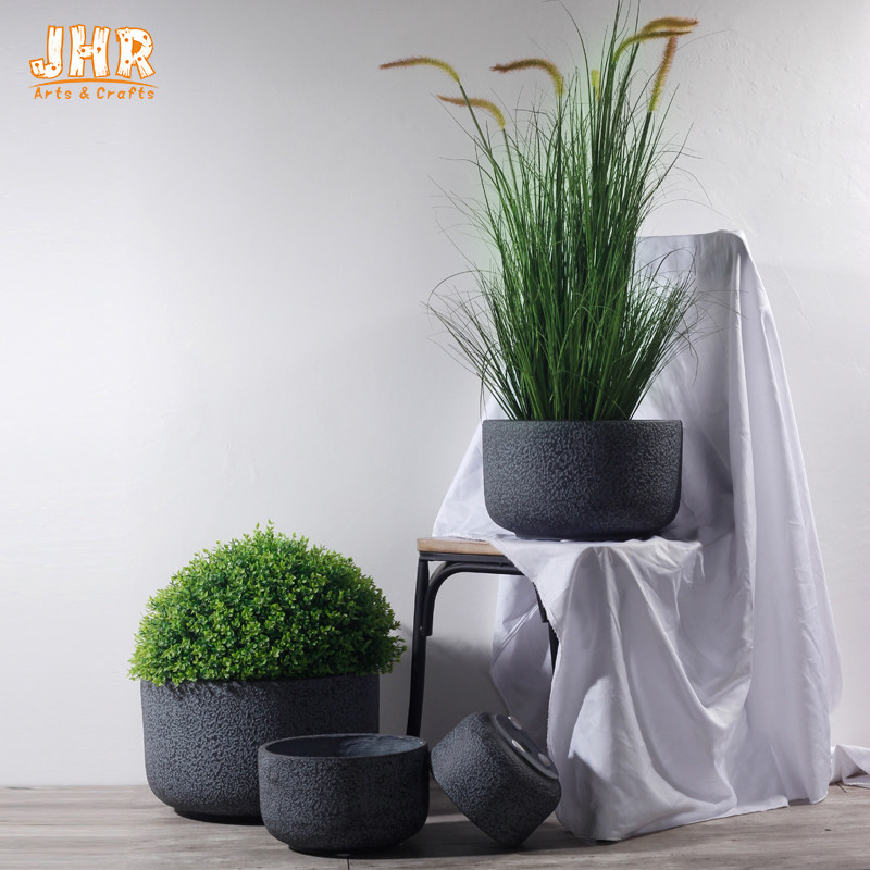 MGO Planters Clay Pots Garden Planters for Sale Polyresin Planter Pot Set Grey Planters Round Pots