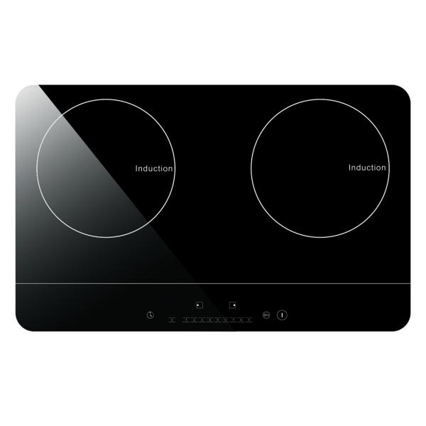Cheap Metal Shell Crystal Glass Double Cooktop Induction for sale