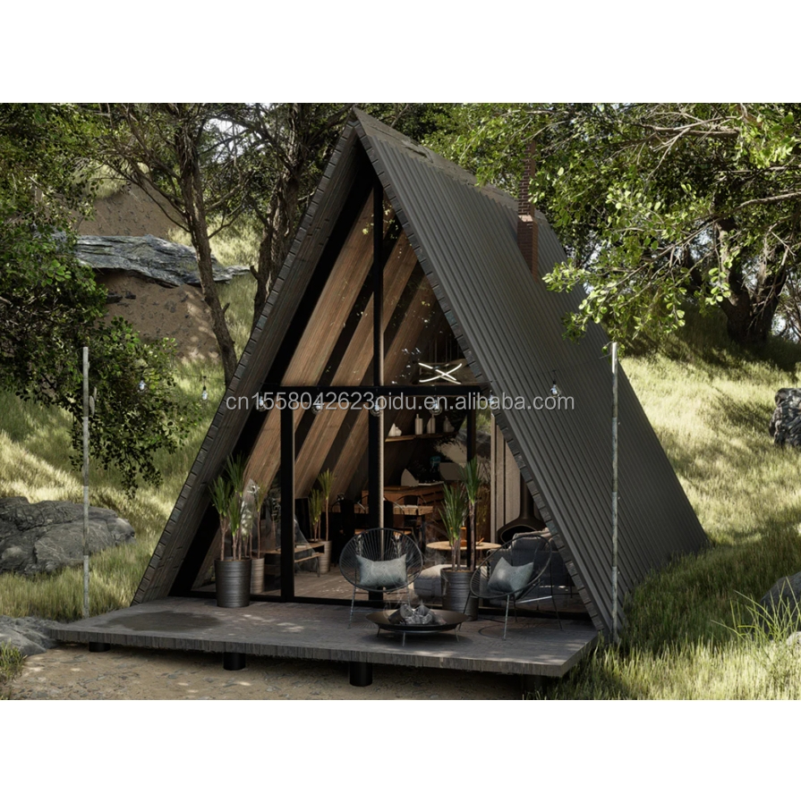 Aluminum Window Modern Portable Steel Triangular Prefabricated Wooden House Detachable Container for Home or Hotel 1-