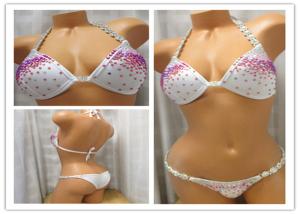 Quality White Crystal Competition Bikini Fitness Suit Colorful Rhinestone Bikini wholesale