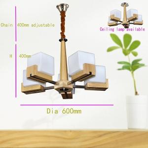 Quality 5 heads Oak wood pendant lamp wood ceiling lighting for living room and bedding room wholesale