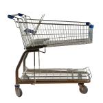 Long Metal Wire Mesh Cage Supermarket Large Grocery Store Handcart With Chassis