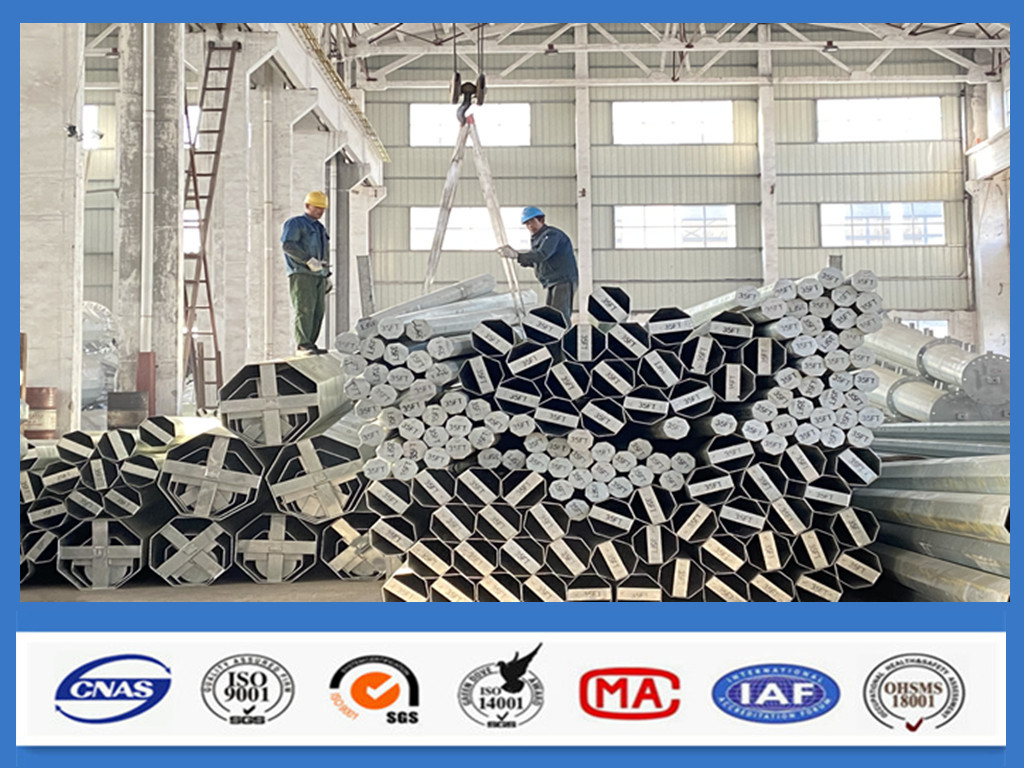 Octagonal Galvanized Silver Steel Pole With 160KG Weight & 3.0mm Thickness