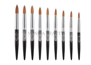 Quality 9 PCS Nature Sable Hair Round Nail Art Brushes With Beautiful Heart Shape Painting Black Handle wholesale