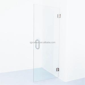 Quality 6-12mm Thickness Brushed Nickel Finish Single Frameless Shower Glass Door for Hotels wholesale