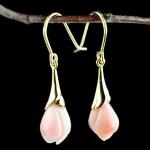 18K Gold Plated Sterling 925 Silver Pink Shell Sculptured Tulip Drop Earring
