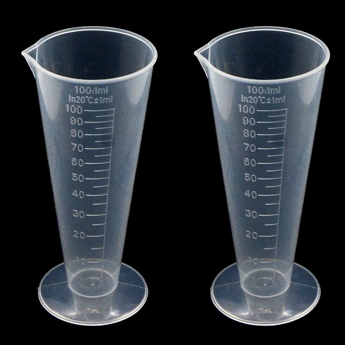 100mL Plastic Graduated Measuring Cup Capacity Beaker Cone Shape Round Base Labs Kitchen Clear