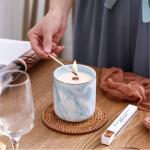 Luxury Home Scented Candles Ceramic Marble Wooden Wick Candle Jars With Metal