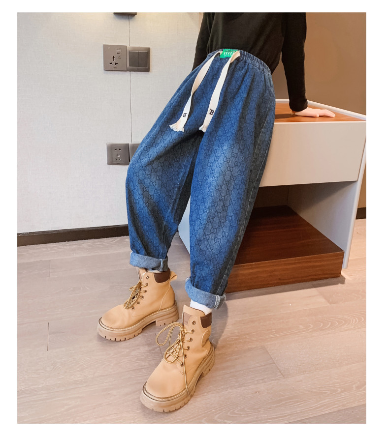 Straight Leg Girls Jeans Pants Trousers Versatile Blue For Children 4-16 Years Old