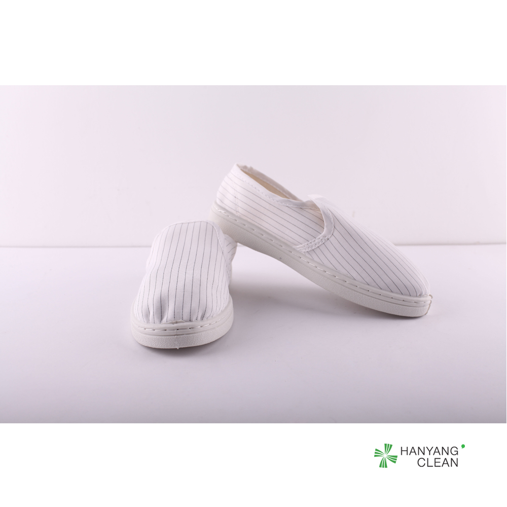 Factory cleanroom stripe canvas PVC outsole shoe breathable esd antistatic workshop shoes