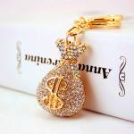 Money Bag Key Chain Ornaments Silk Screen Printing Diamond 50mm Wide