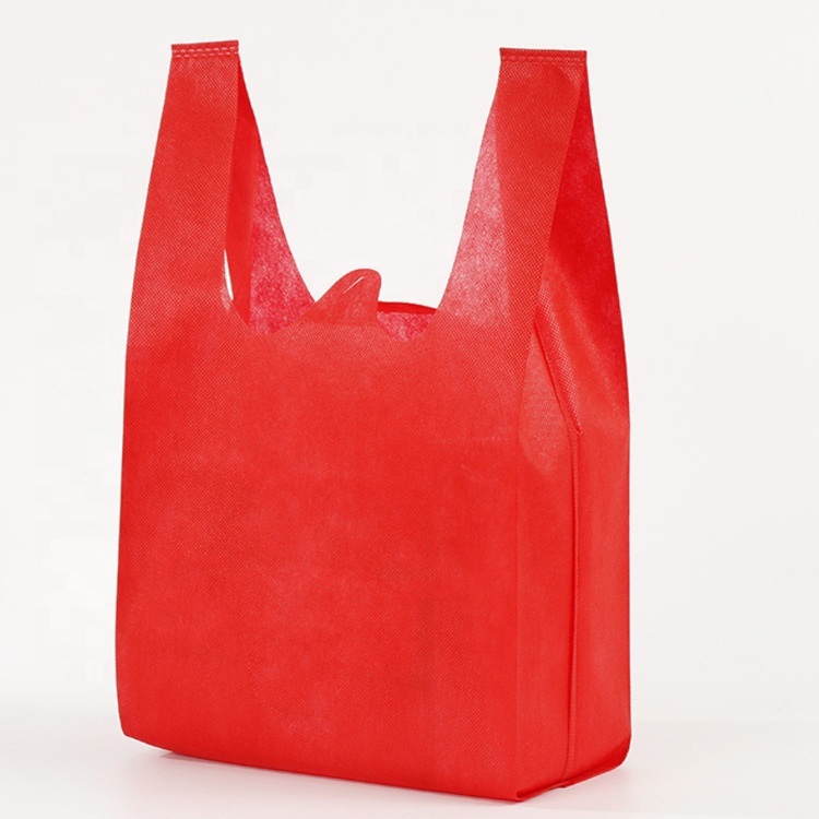 Cheap Non-Woven T-Shirt/W Cut Shopping Bags, 100% Different Colors Printable Polypropylene Spunbonded Nonwoven Fabric Bag