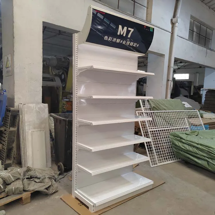 Factory Customized Size Thickness Color white display super market racks gondola rack exhibition shelf with light box