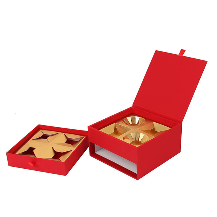 Fashion Design Luxury Soft Paper Rigid Cardboard Mooncake Packaging Box Custom Logo Magnetic With Divider