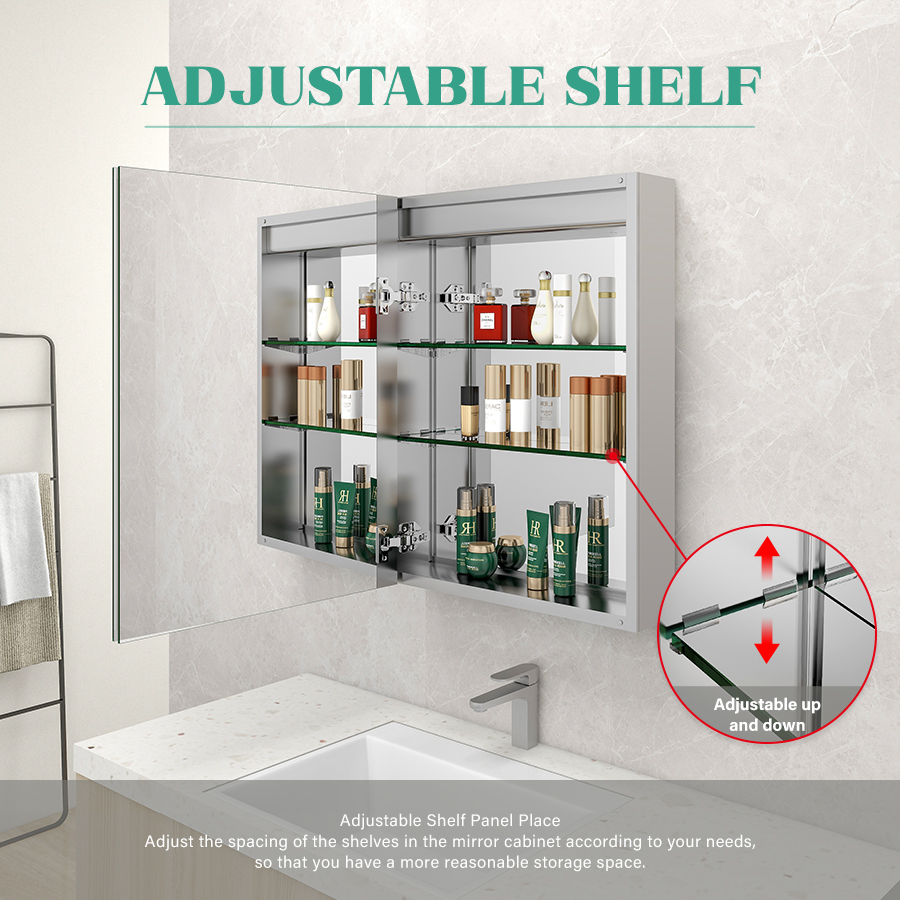 Framed Vanity Mirror With Lights R Angle Vanity Touch Screen Mirror for Decoration and Makeup