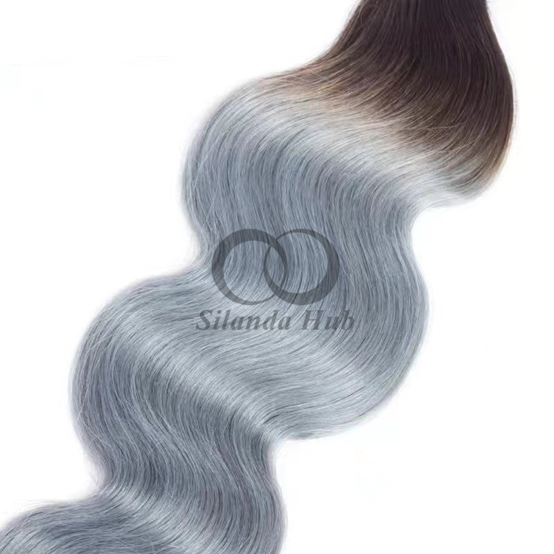 #T1B/Grey Body Wave Remy Human Hair Bundles Sew In Weave Bundles Brazilian Bundle Deals