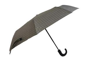 Quality Men Luxury OEM Automatic Travel Umbrella Curved Handle Check Printing Fabric wholesale