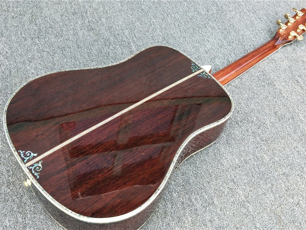 Deluxe Abalone inlays Ebony fingerboard D style acoustic Guitar,OEM Solid Spruce top 41 inch Acoustic electric Guitar