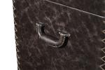 Antique Full Top Genuine Leather Storage Trunk Lifted Cover Plywood Frame For