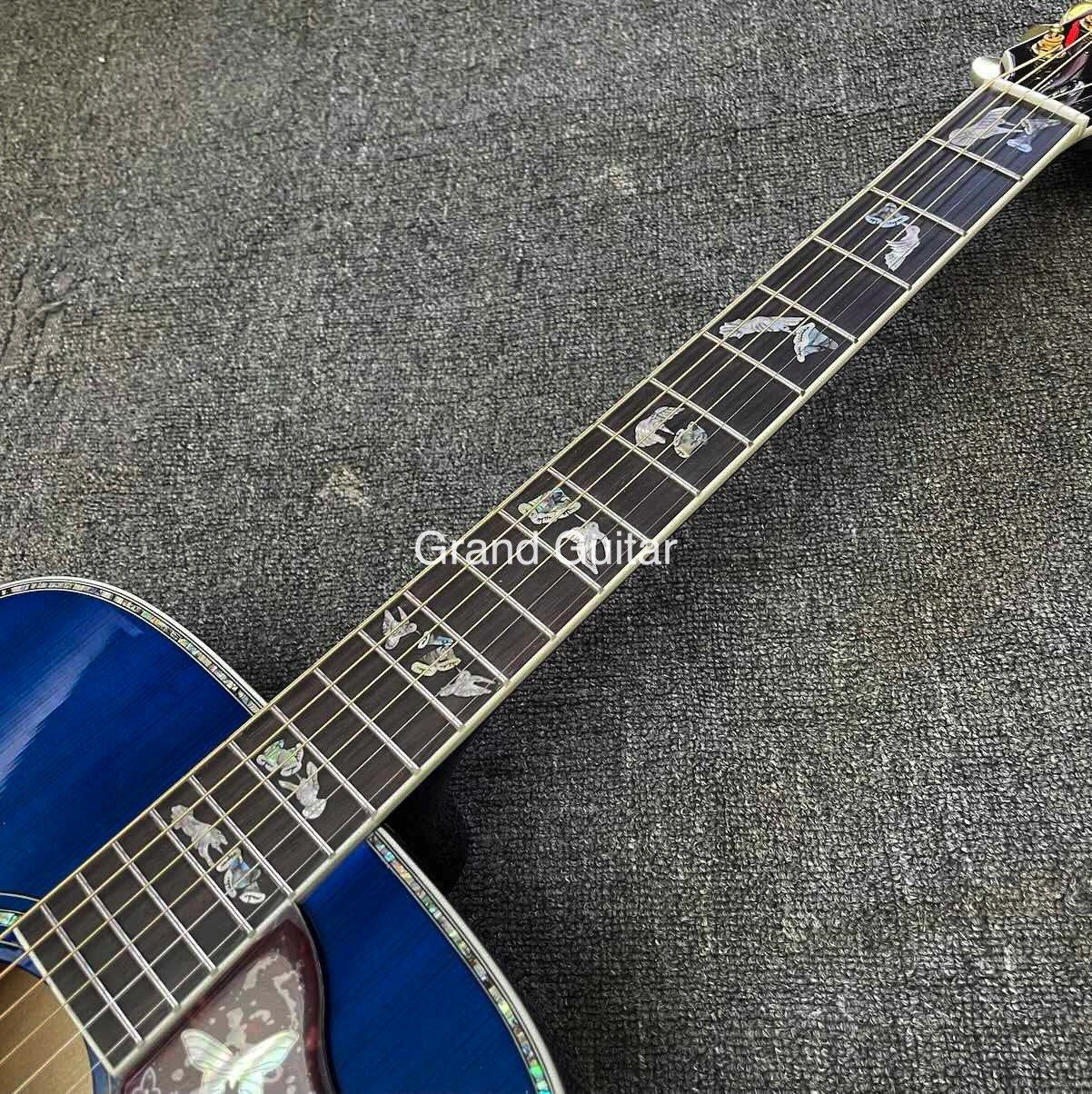 Custom GB-Viper Blue Dove Acoustic Guitar 41 Inches D Body Abalone Inlay Binding
