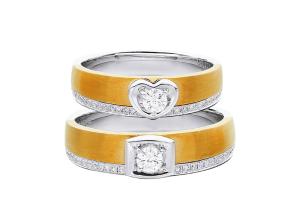 Quality Heavy Texture Inlaid Diamond 10g Gold Engagement Couple Rings wholesale