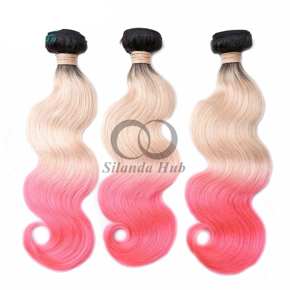 #T1B/613/Pink Body Wave Remy Human Hair Bundles Sew In Weave Bundles Brazilian Bundle Deals