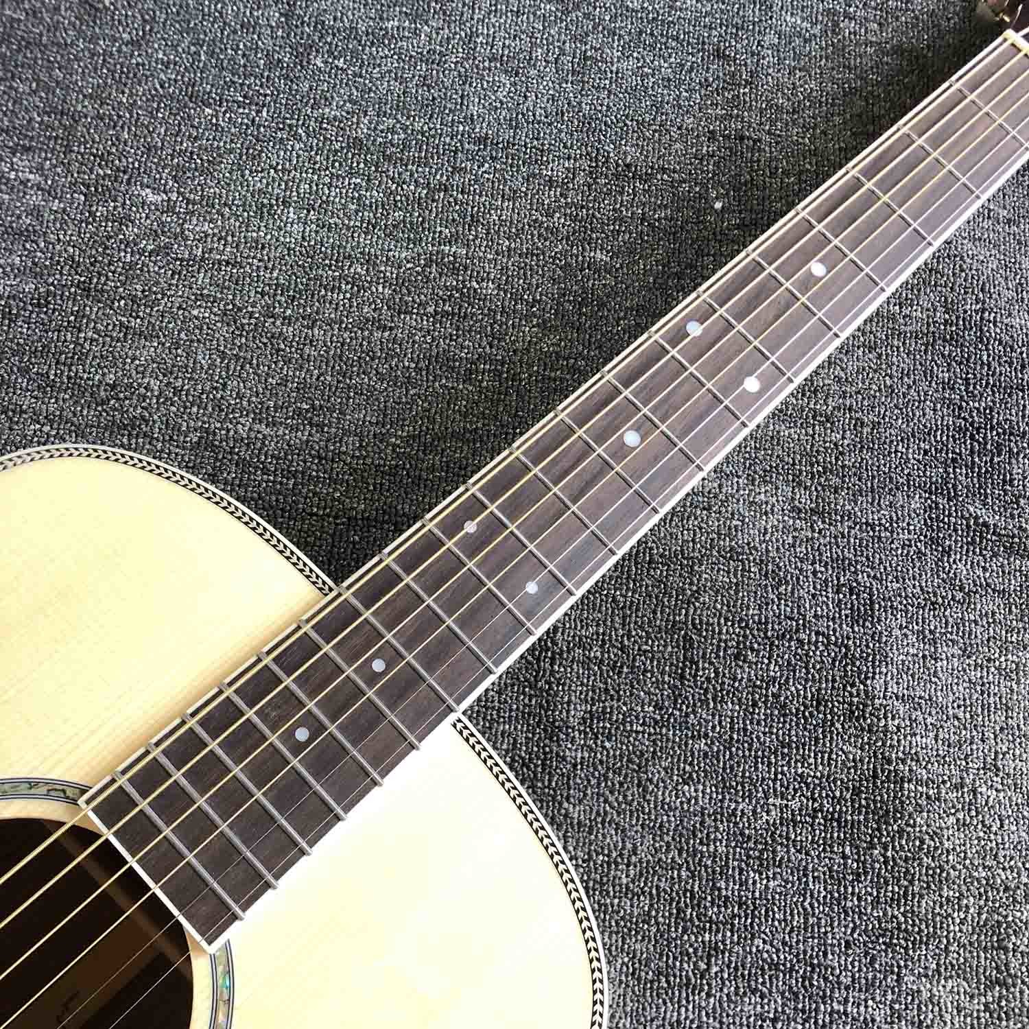 Custom AAAAA All Solid Wood Spruce 41 Inch Herringbone Binding Acoustic Guitar