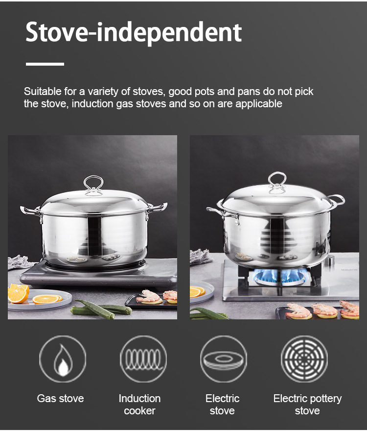 Multifunction Large Capacity Kitchen Cookware Pot 3 Pieces Stainless Steel Ollas Soup Pot Set Cookware Set