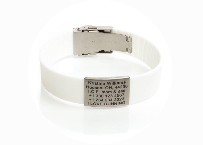 Metal Clip Silicone Medical ID Bracelets Adjustable Size With QR Code