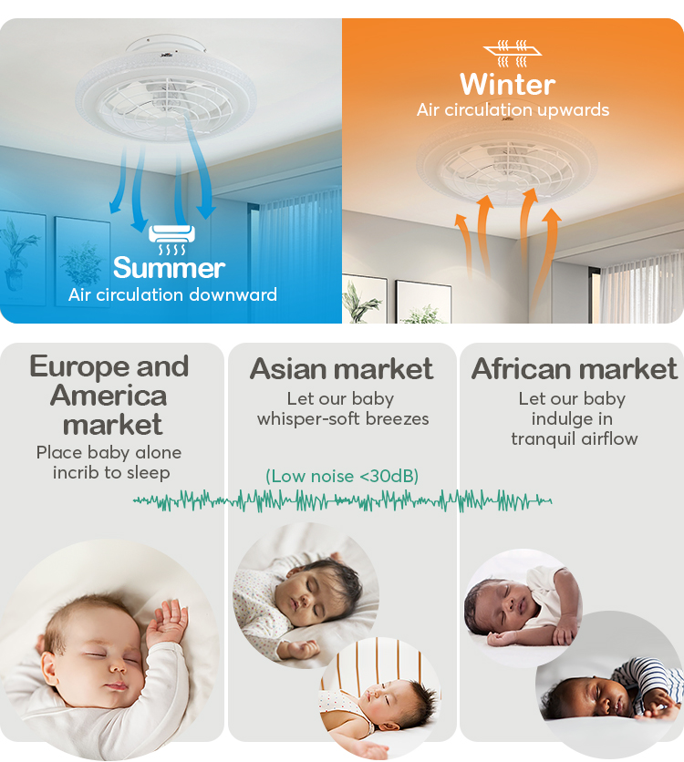 CE Certified Modern Design 6-Speed LED Ceiling Fan with Remote Control and Easy Cleaning