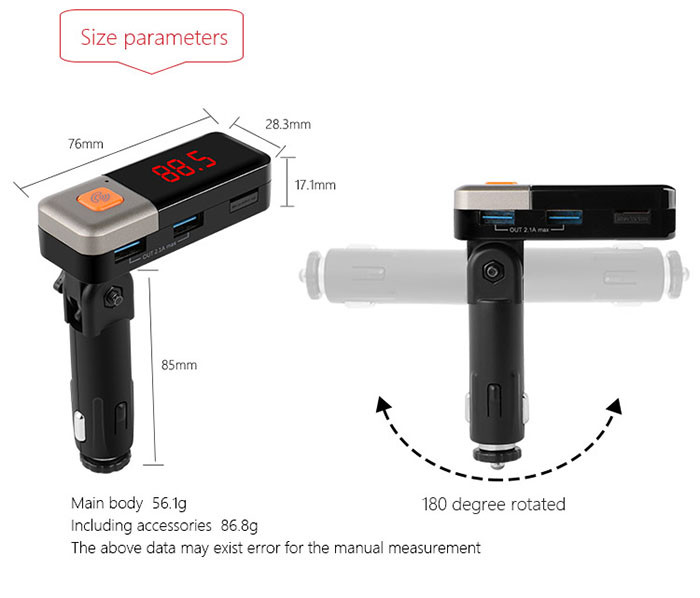 3 In 1 Bluetooth Hands Free Speaker Play Music Car Charger Support FM Radio