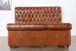 Button Back Tufted Leather Bed Genuine Leather Bed For Bedroom