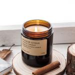 Custom Label 250ml Amber Transparent Glass Jars Candle ODM Airtight Lids