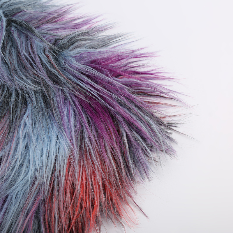 Solid Color Long Pile Faux Fur Fabric with Density 750g/m2 and Width 58/60