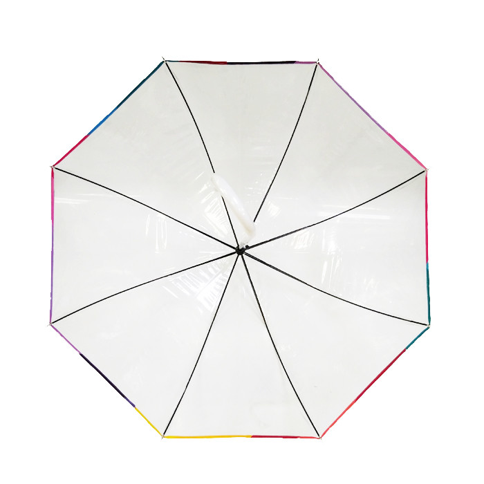 PVC Transparent Dome Shaped Rain Umbrella With Fiberglass Ribs 23 Inches Customized Logo