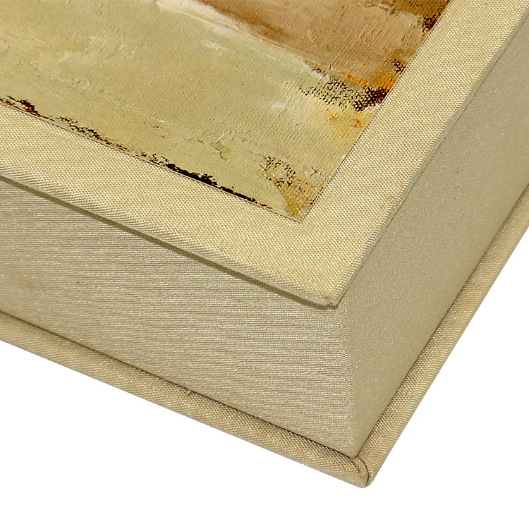 Fabric Linen Cloth Rigid Cardboard Gift Boxes Book Style CMYK Full Color Printing