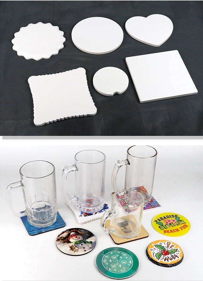Blank Coated Round Shape Sublimation Ceramic Coaster For Sublimation Printing
