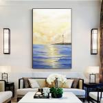 Customized Size Hand Painted Oil Painting Modern Wall Decoration Art Sailboat
