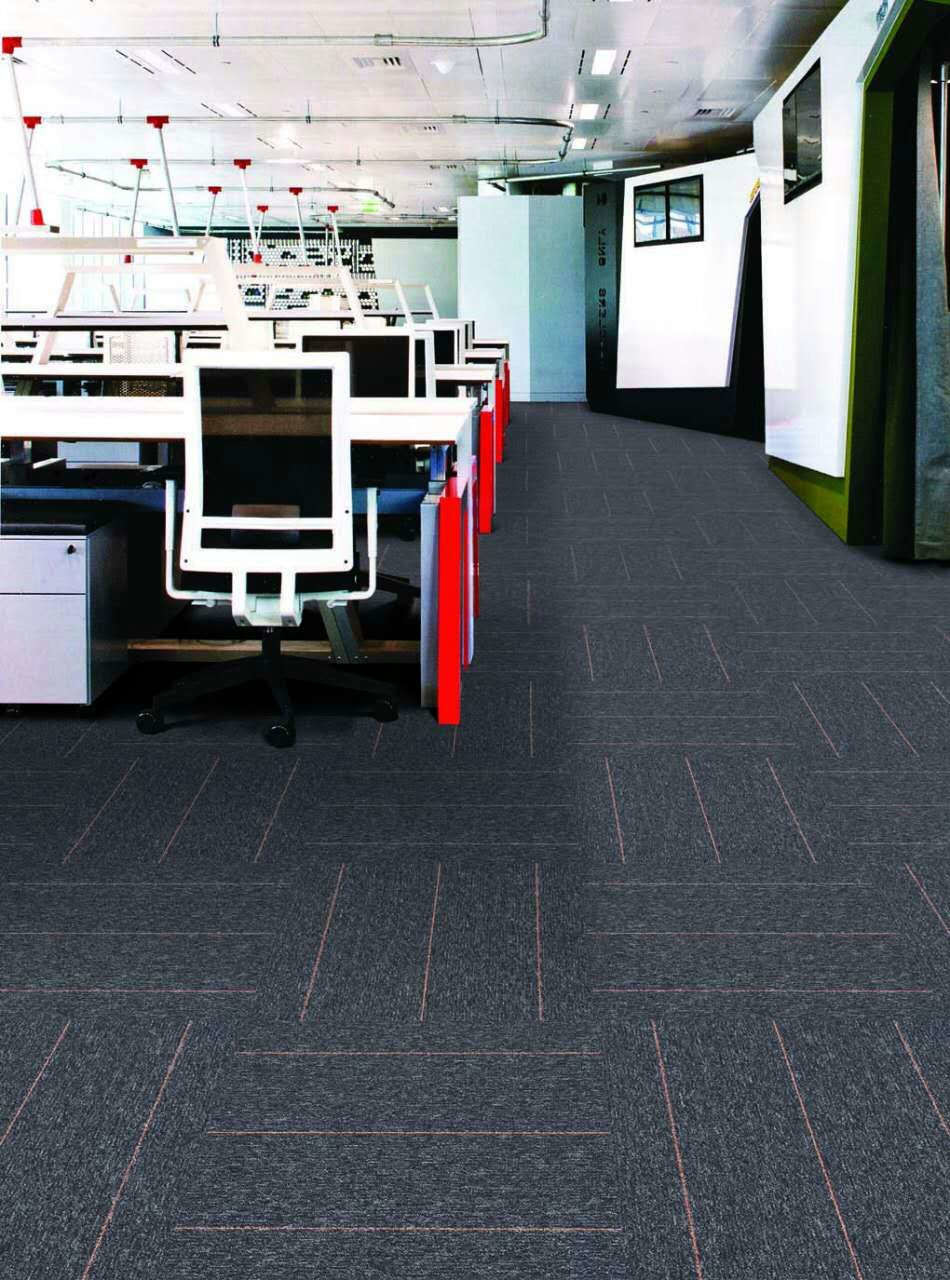 Office Bitumen Backed Carpet Tiles Tufted Level Loop Pile Construction