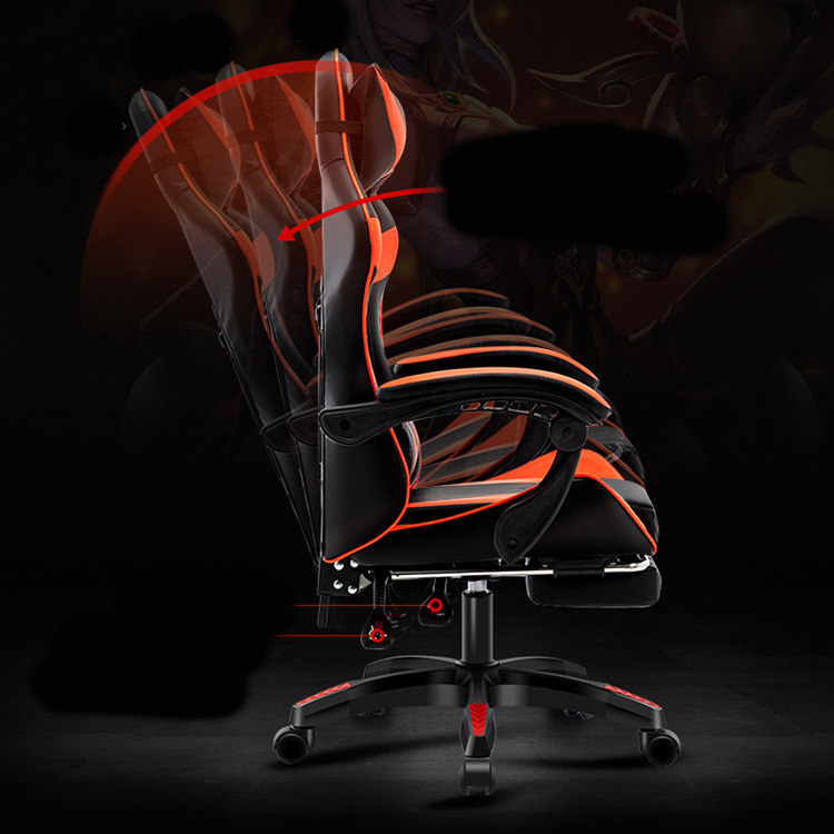 Adult Gaming Chair with Footrest Headrest and Lumbar Support in Technological Leather